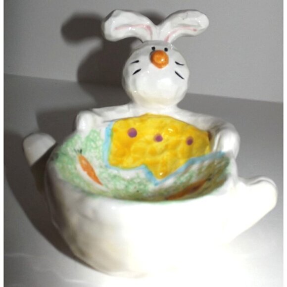 Bunny Easter Egg Carrots trinket soap dish - Picture 1 of 6